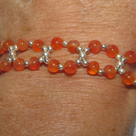 Sterling Silver Carnelian Beaded Bracelet - NEW - Picture 9 of 9